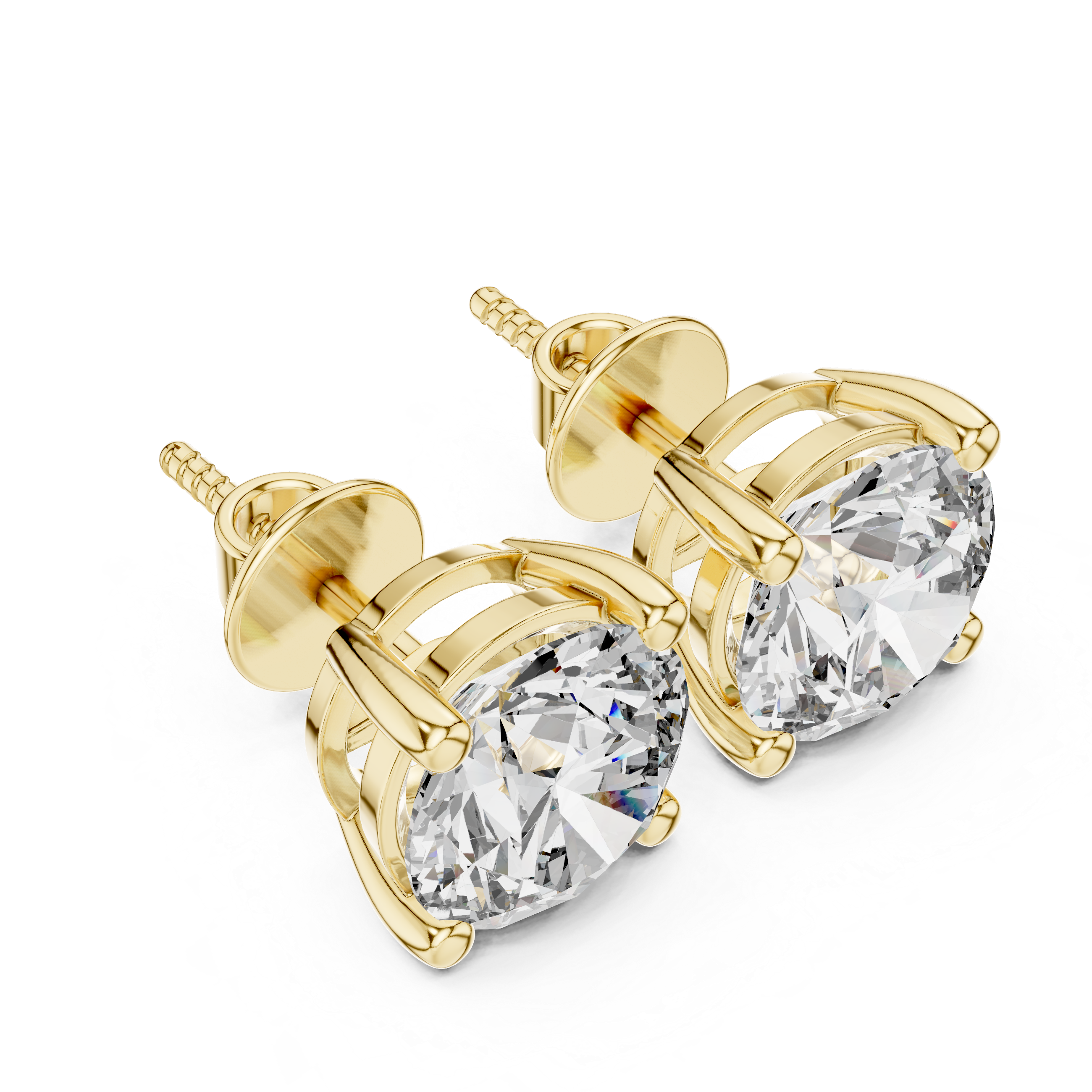 1 Carat Each Round Brilliant Cut Solitaire Studs 