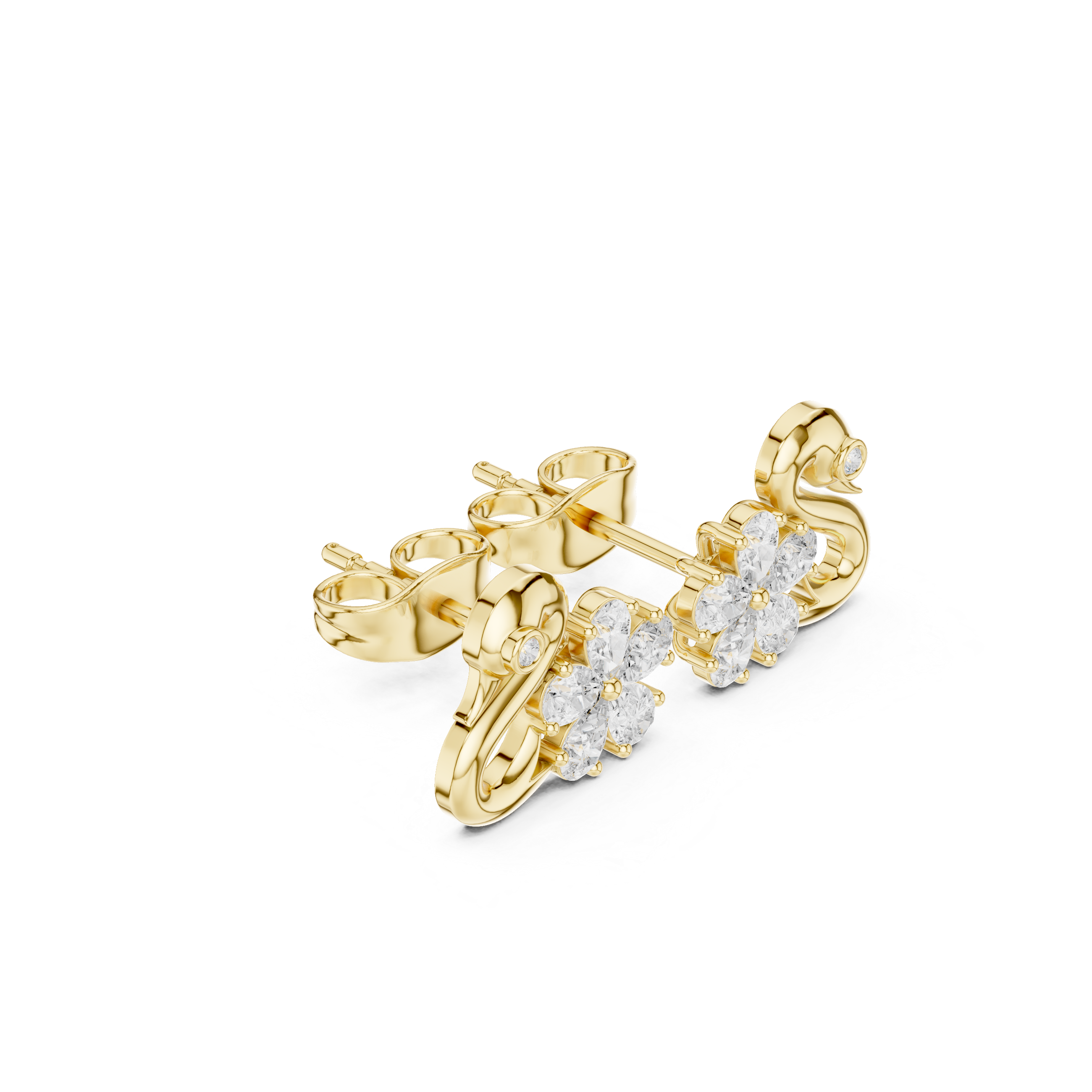Golden Swan Floral Studs