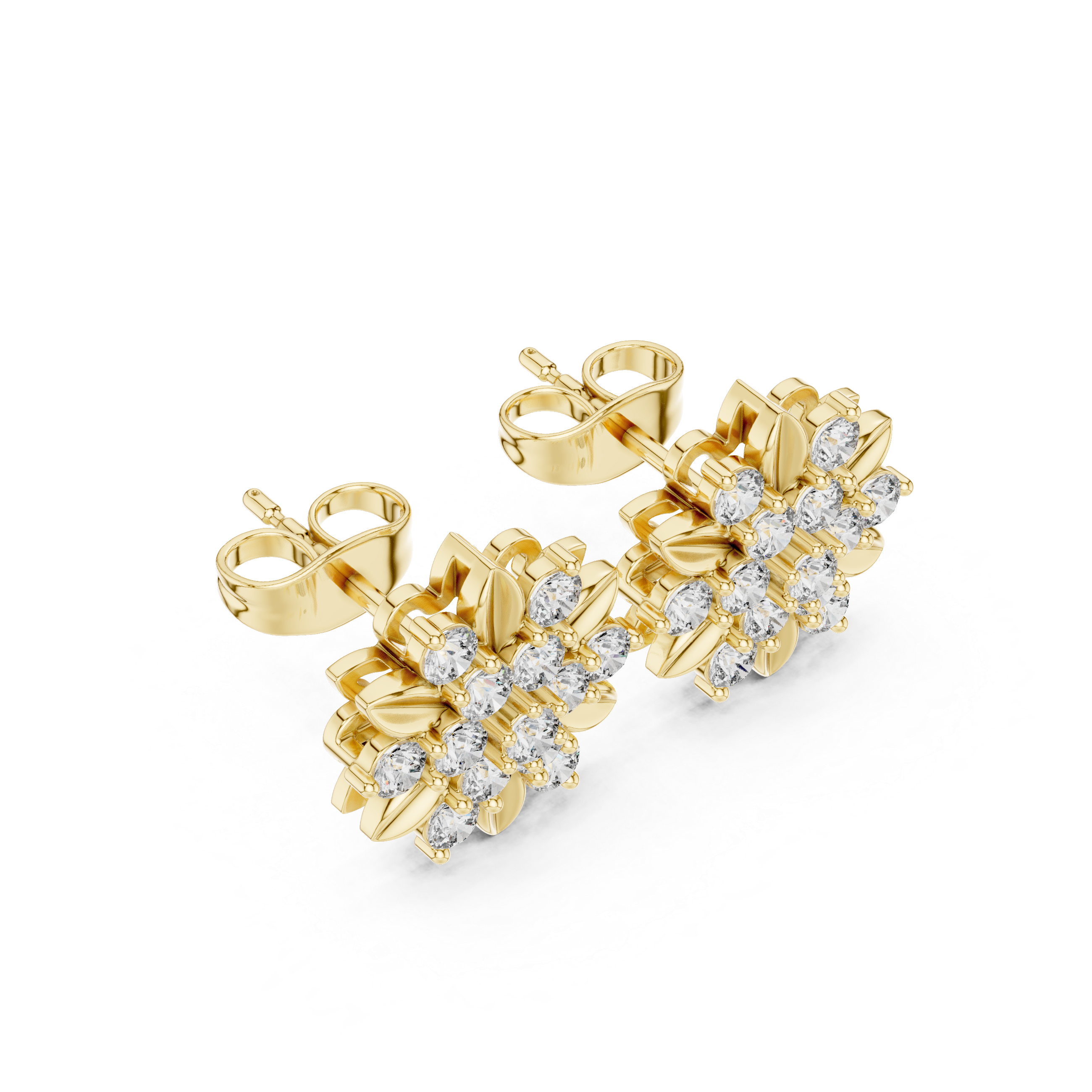 Golden Sunflower Cluster Studs