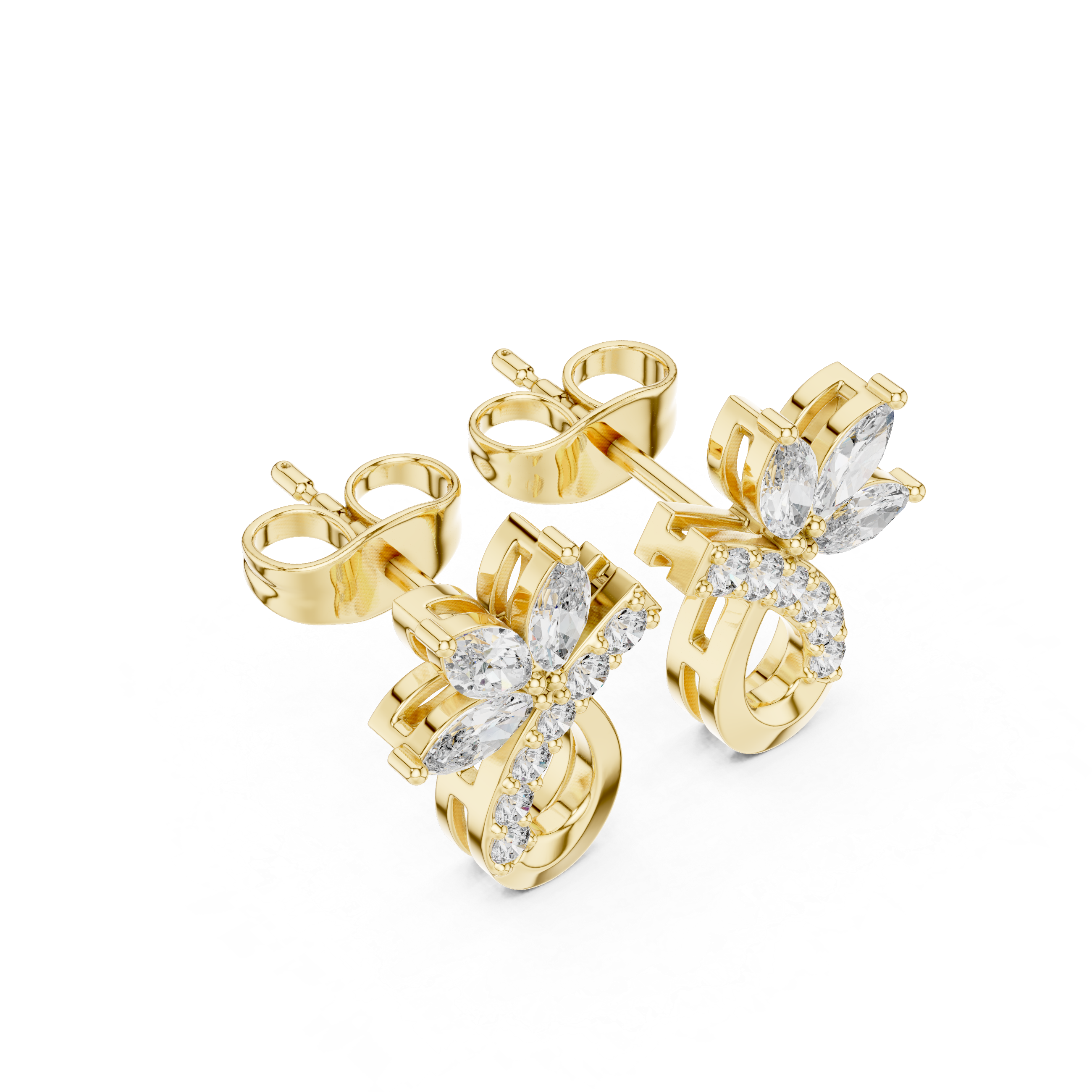 Radiant Petal & Ribbon Diamond Studs