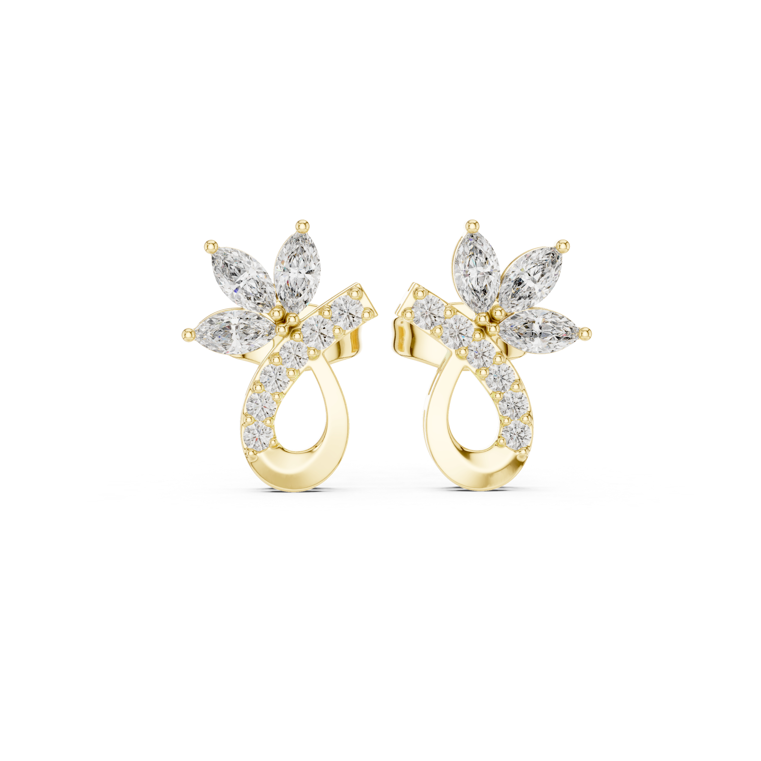 Radiant Petal & Ribbon Diamond Studs