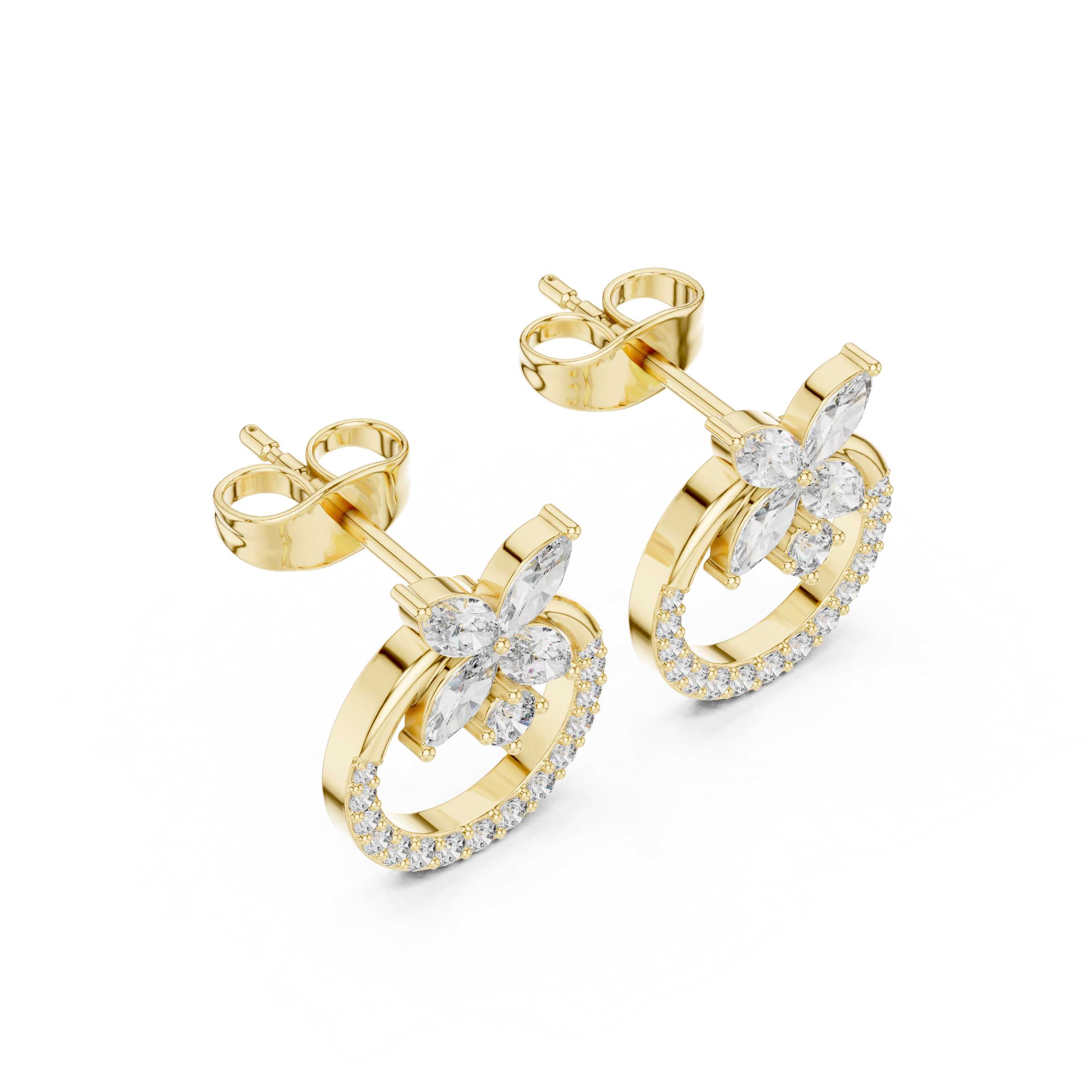 Celestial Butterfly & Circle Diamond Studs