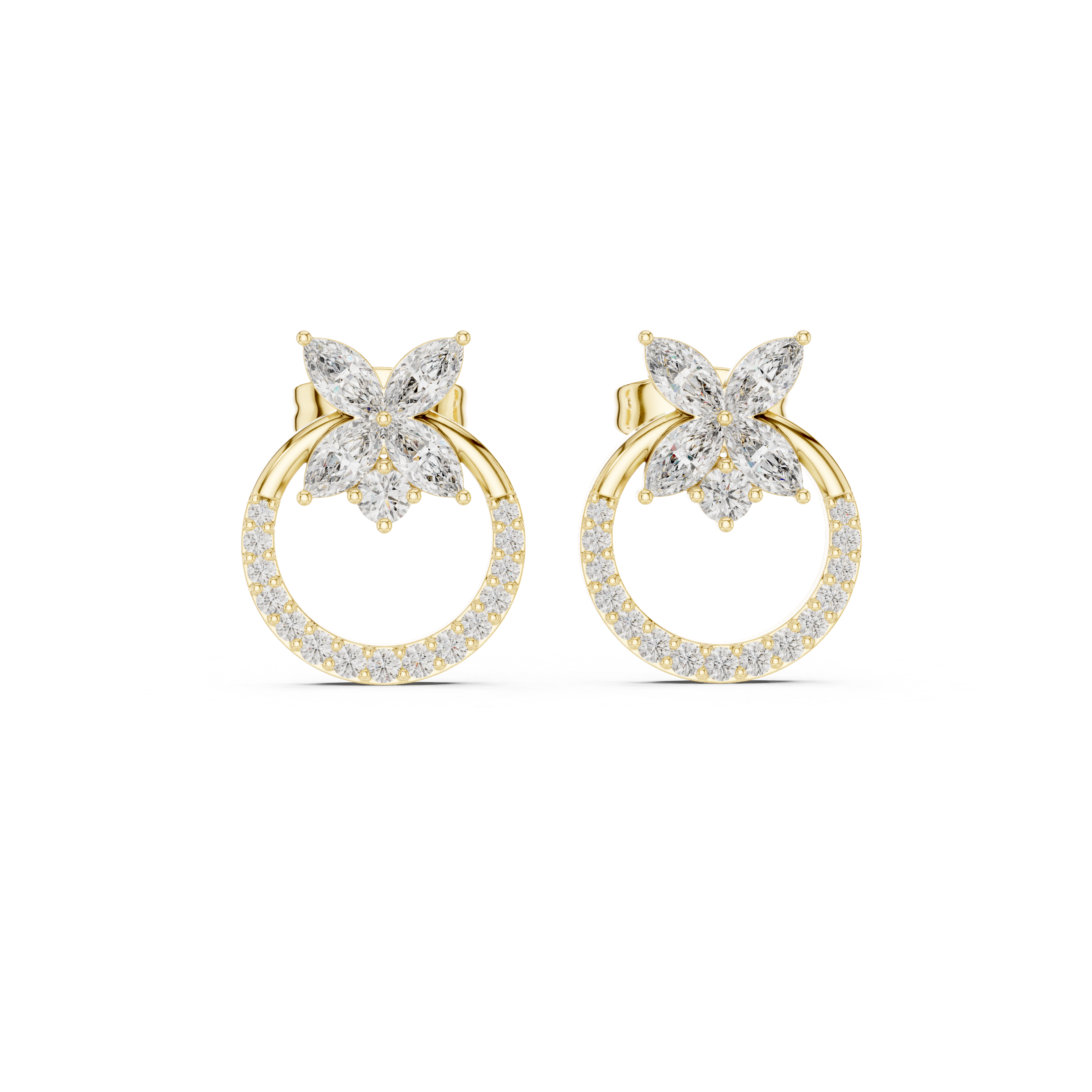 Celestial Butterfly & Circle Diamond Studs