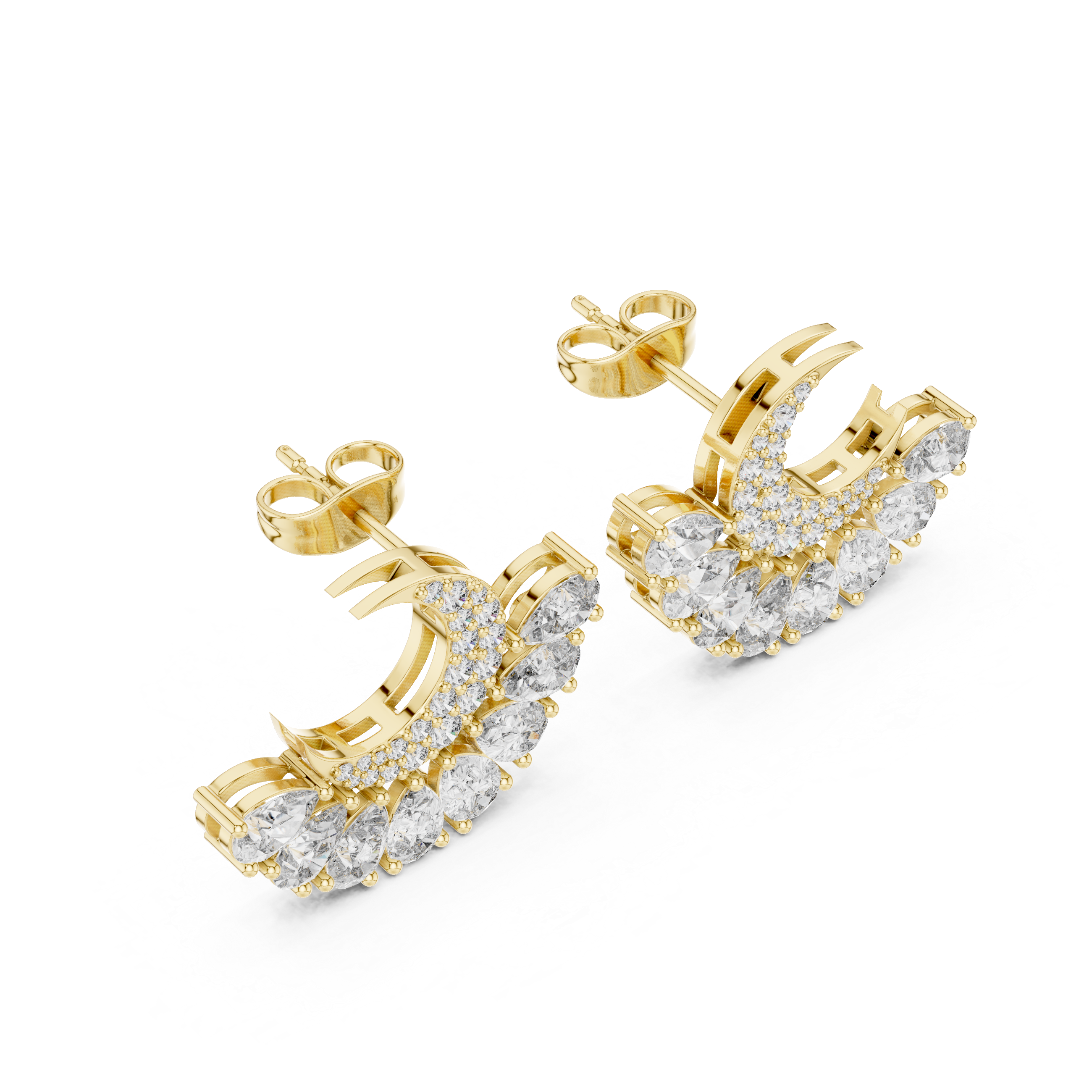 Selene Radiant Crescent Diamond Earrings