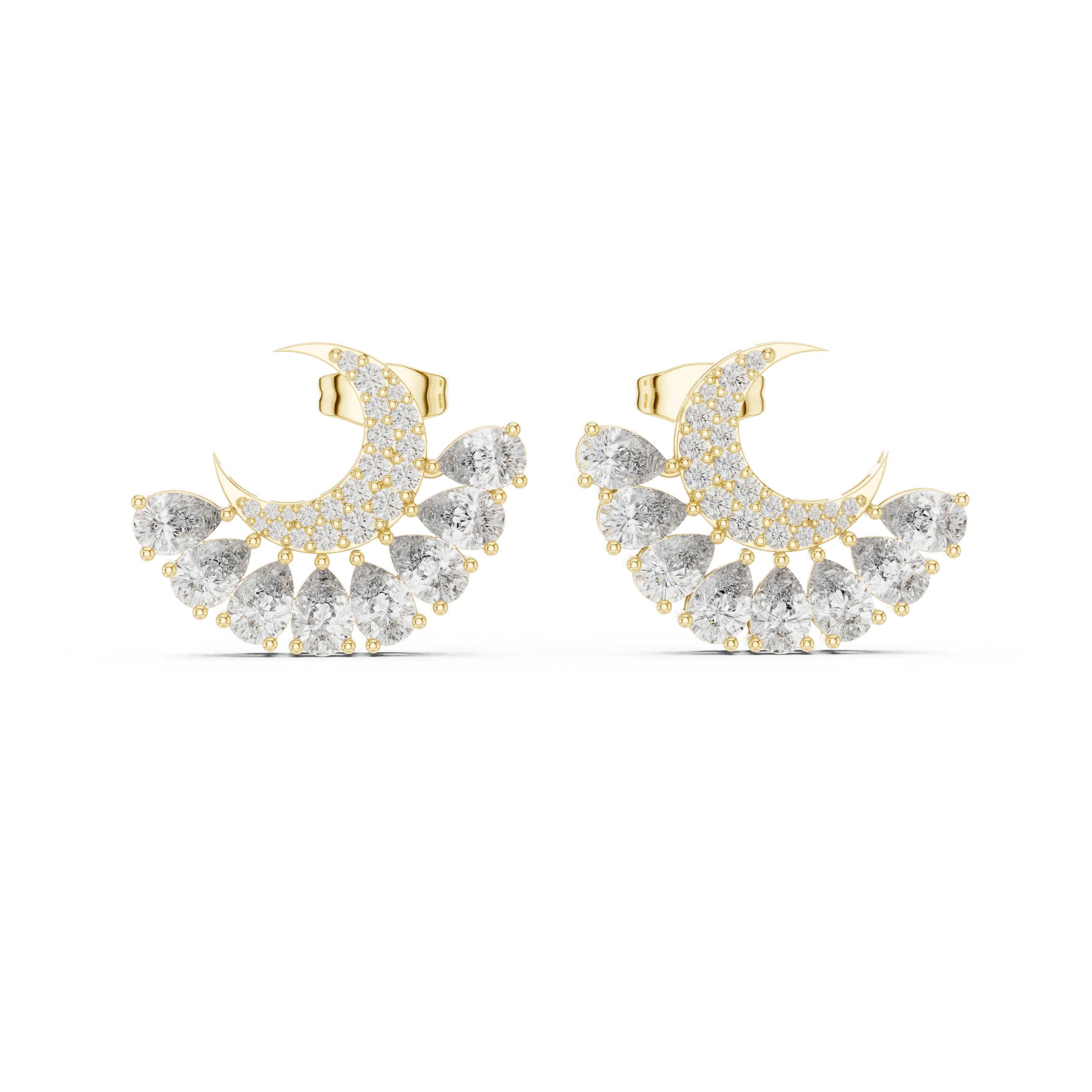 Selene Radiant Crescent Diamond Earrings