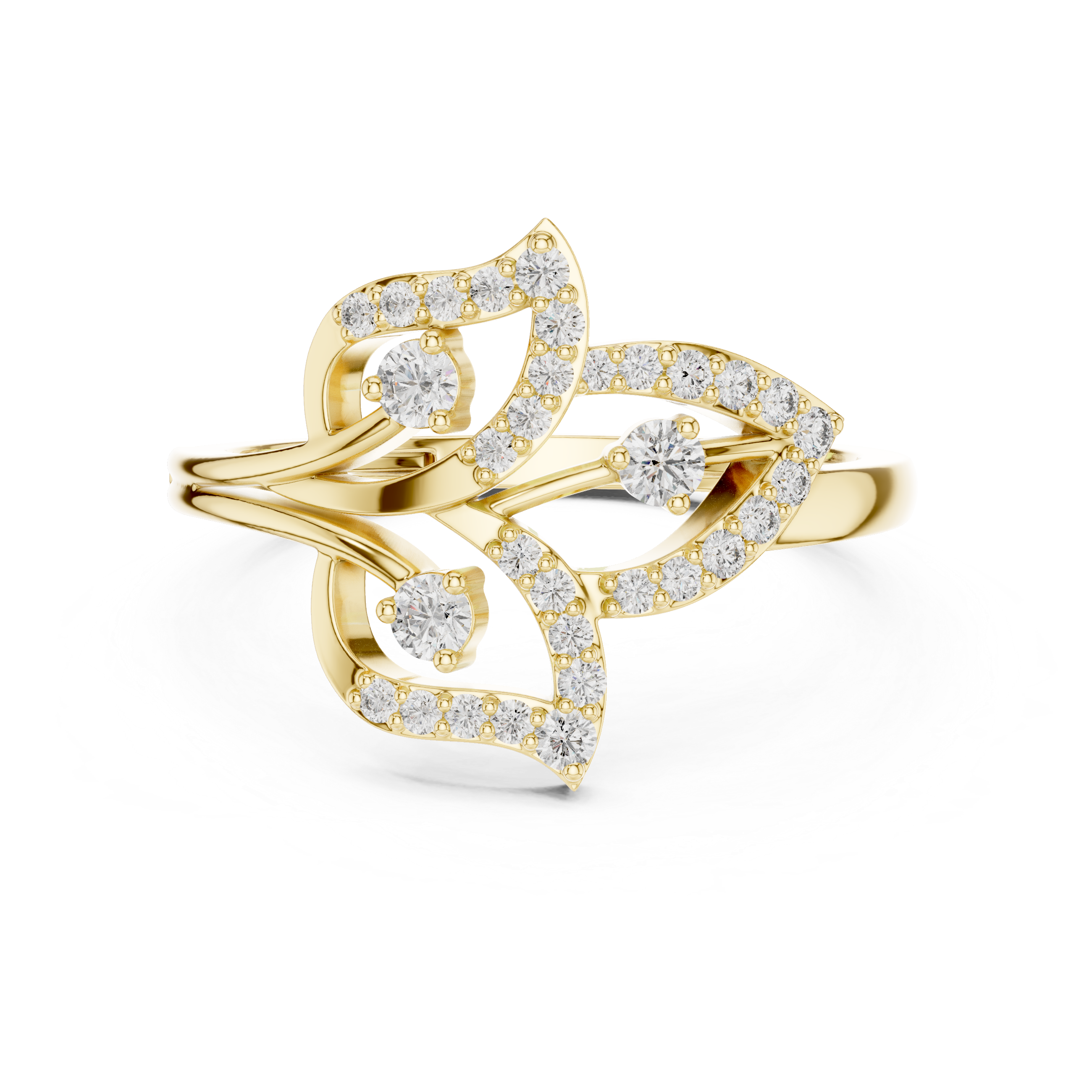 Flourish Trio Leaf Diamond Statement Ring