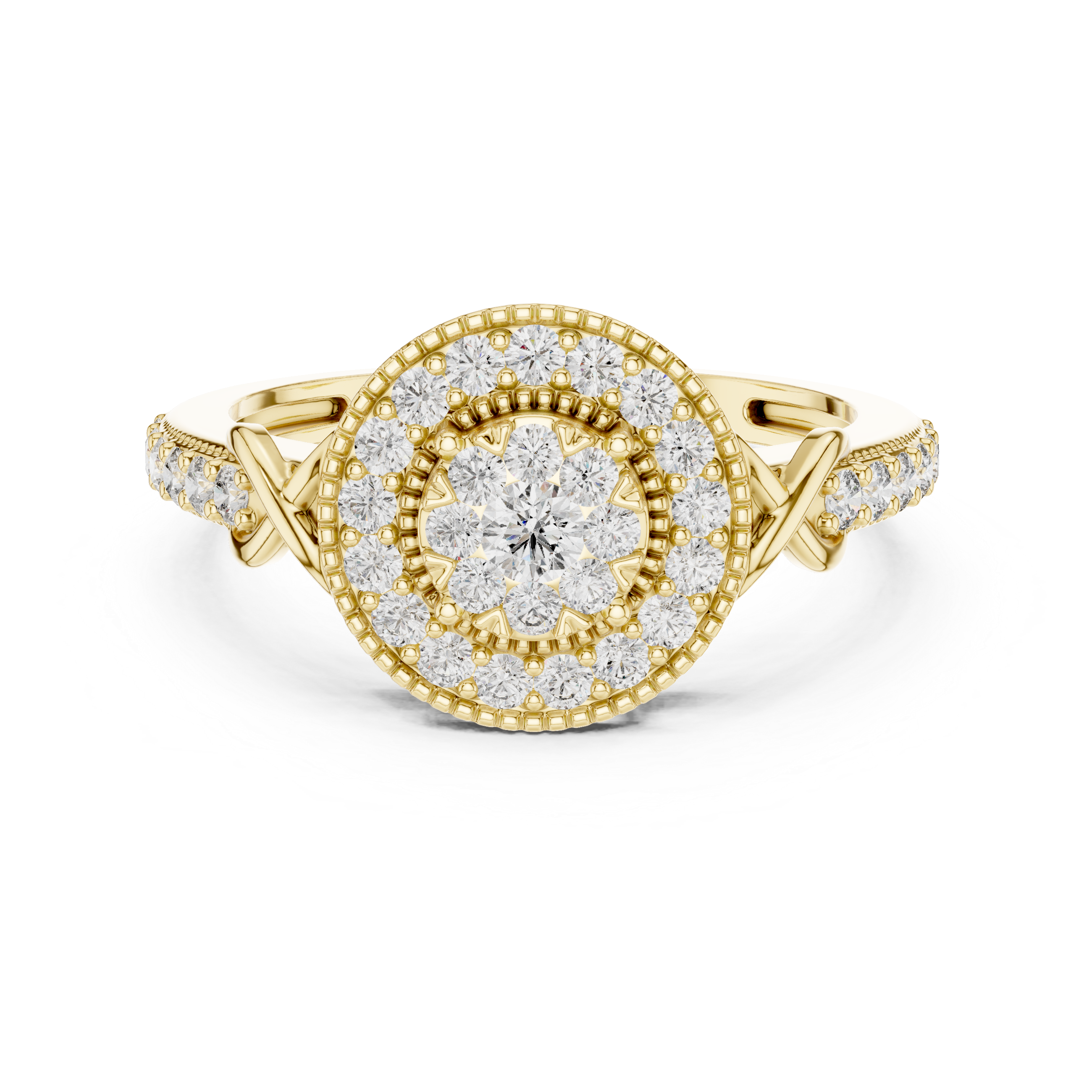 "Aura Royal" Milgrain Halo Diamond Ring