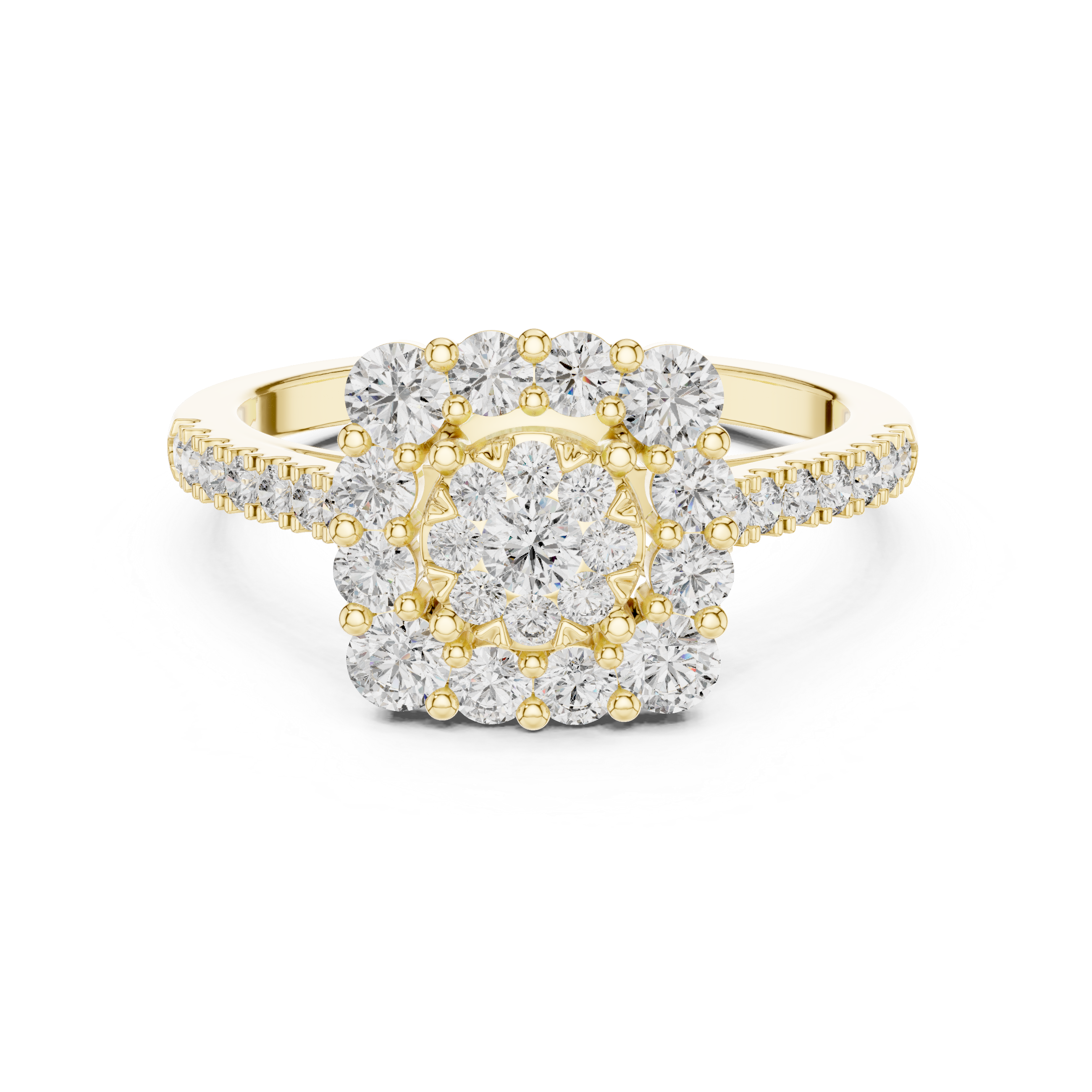 Sovereign Cushion Scalloped Halo Ring