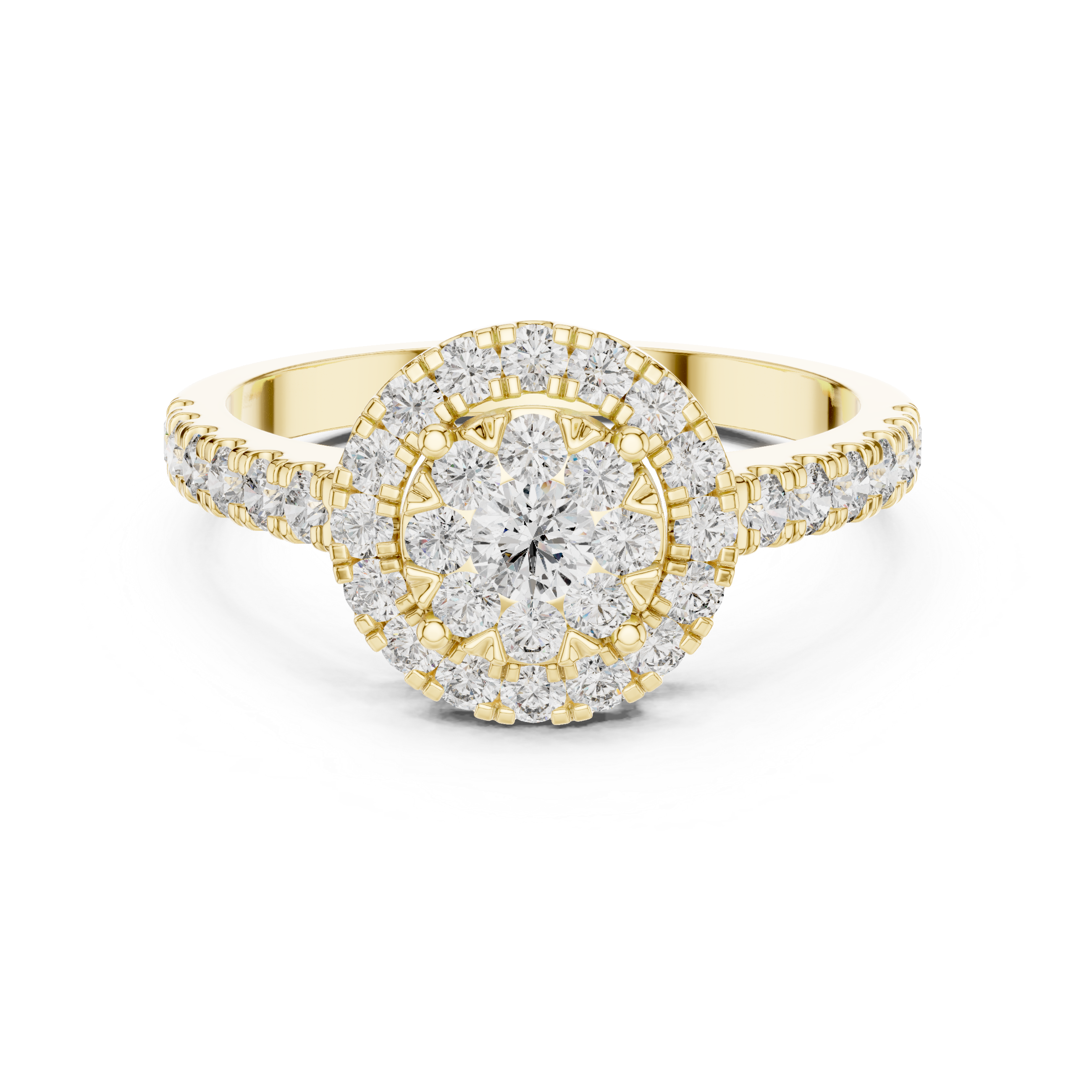 Sovereign Round Halo Cluster Diamond Ring
