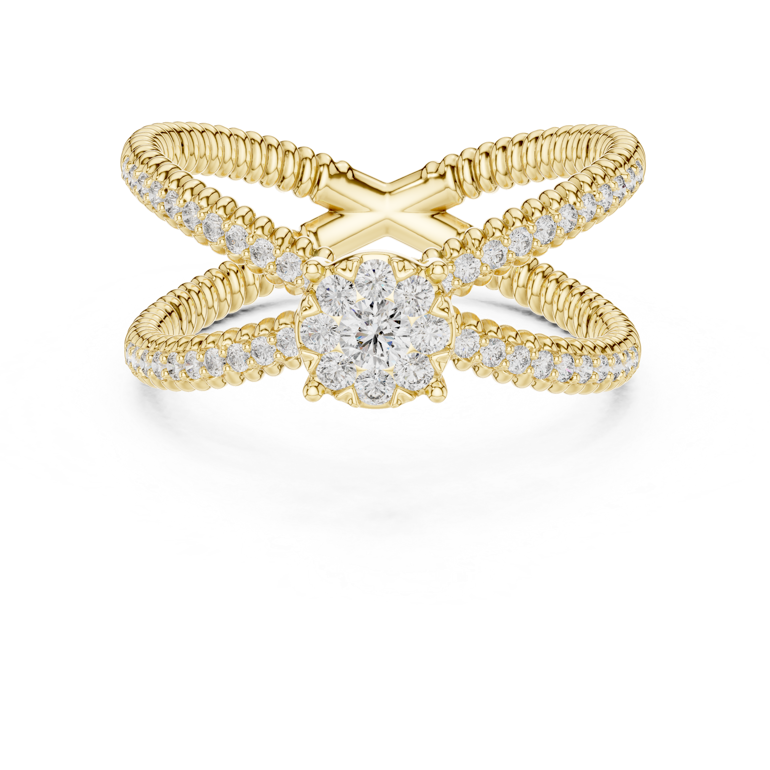 Sovereign Crossover Beaded Cluster Ring