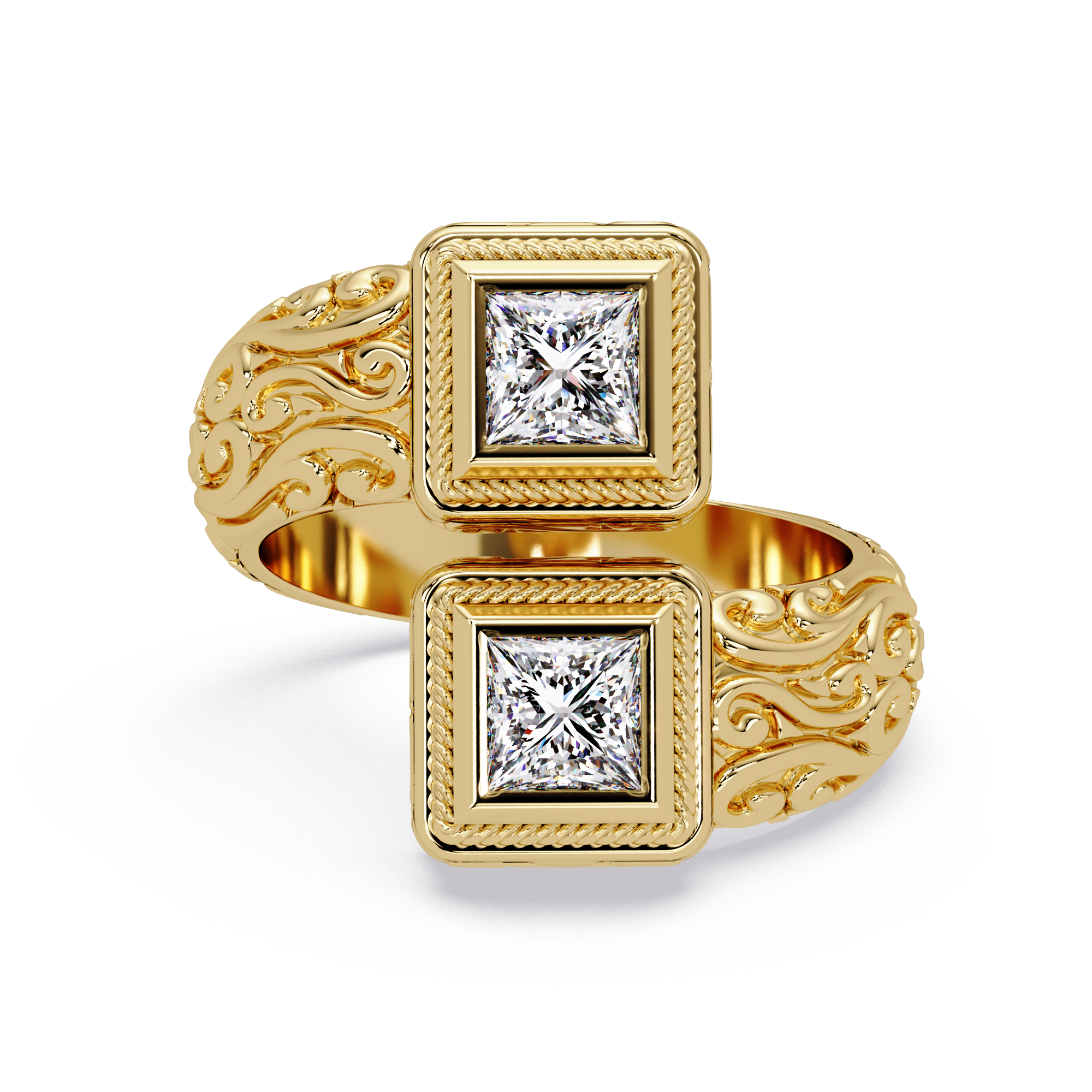 Sovereign Twin Princess Filigree Bypass Ring